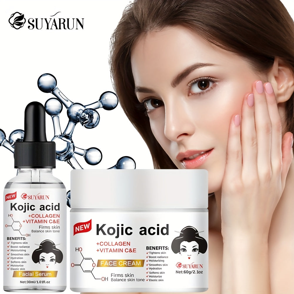 Quercetin & Kojic Acid Facial Skincare Set - Brightening Cream & Serum Duo