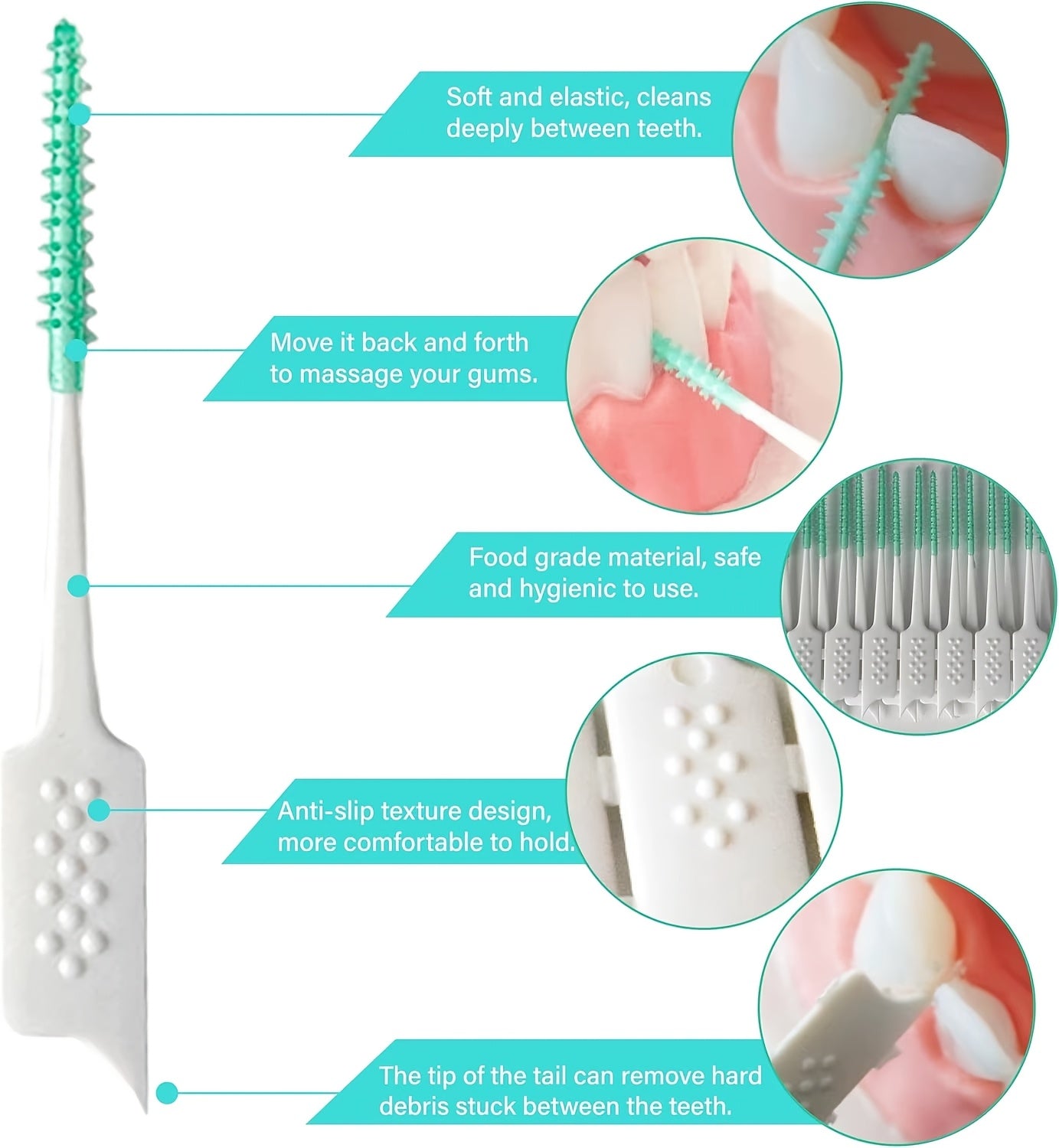 Toothbrush with features highlighted on a white background