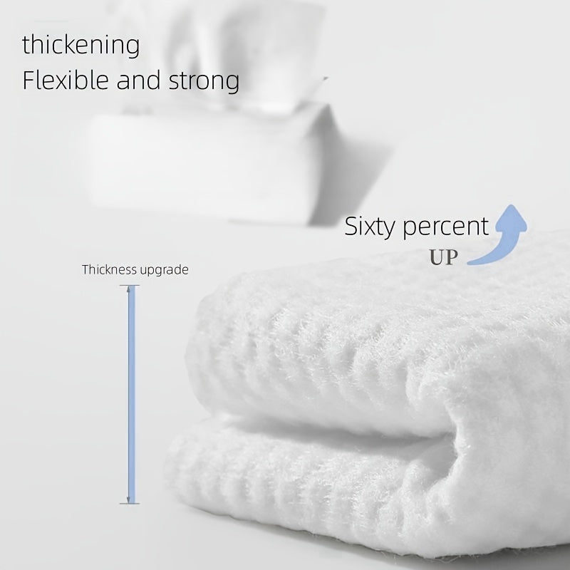 White fabric with text indicating thickness upgrade and strength improvement.