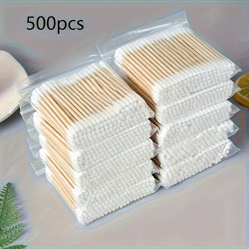 500 Dual-Ended Swabs, Free from Parabens, Suitable for Gentle Ear Cleaning And Makeup Application, Versatile for Various Cleaning And Care Needs.