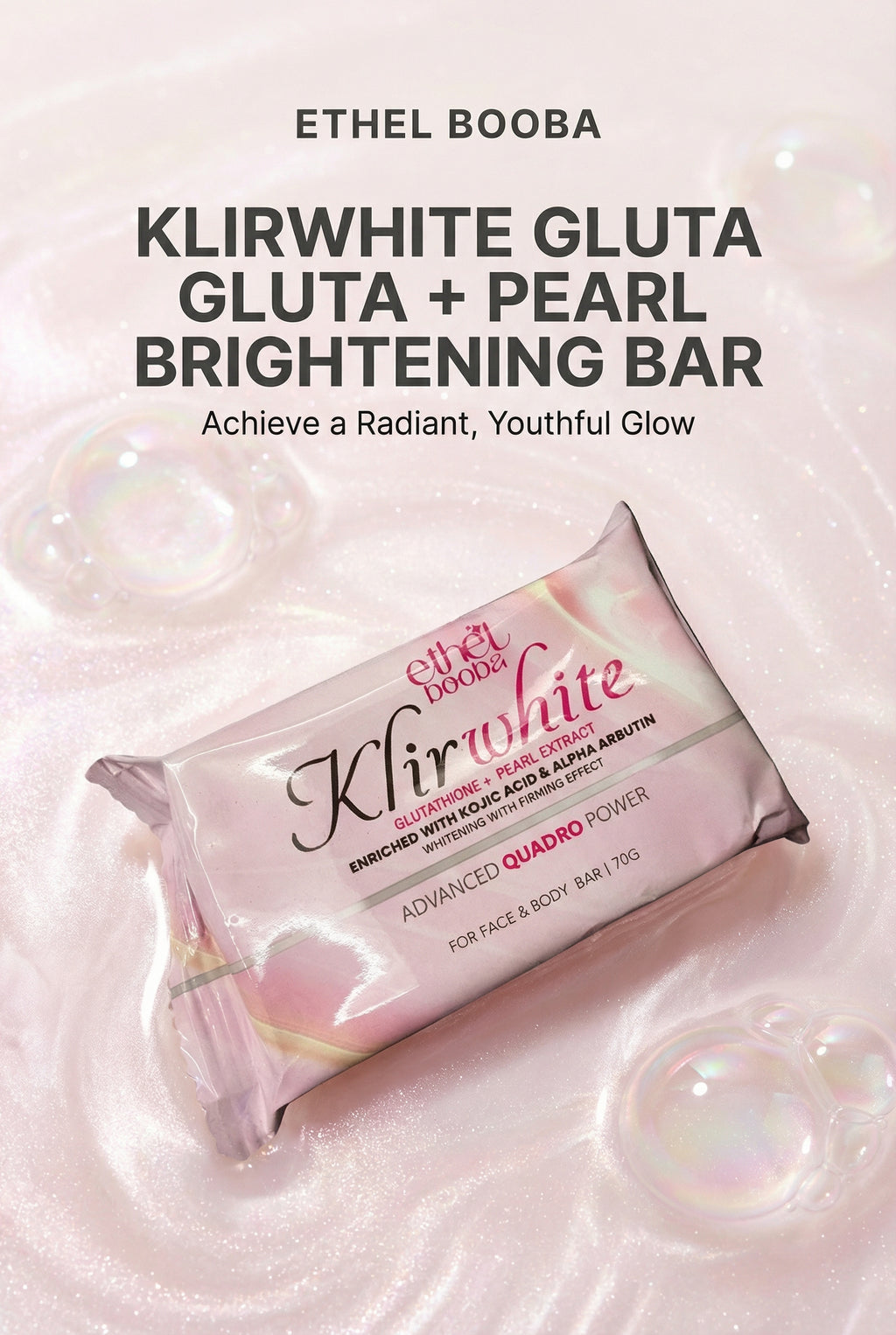 Ethel Booba KlirWhite Gluta + Perlenextrakt Gesichts- und Körperseife, 70 g