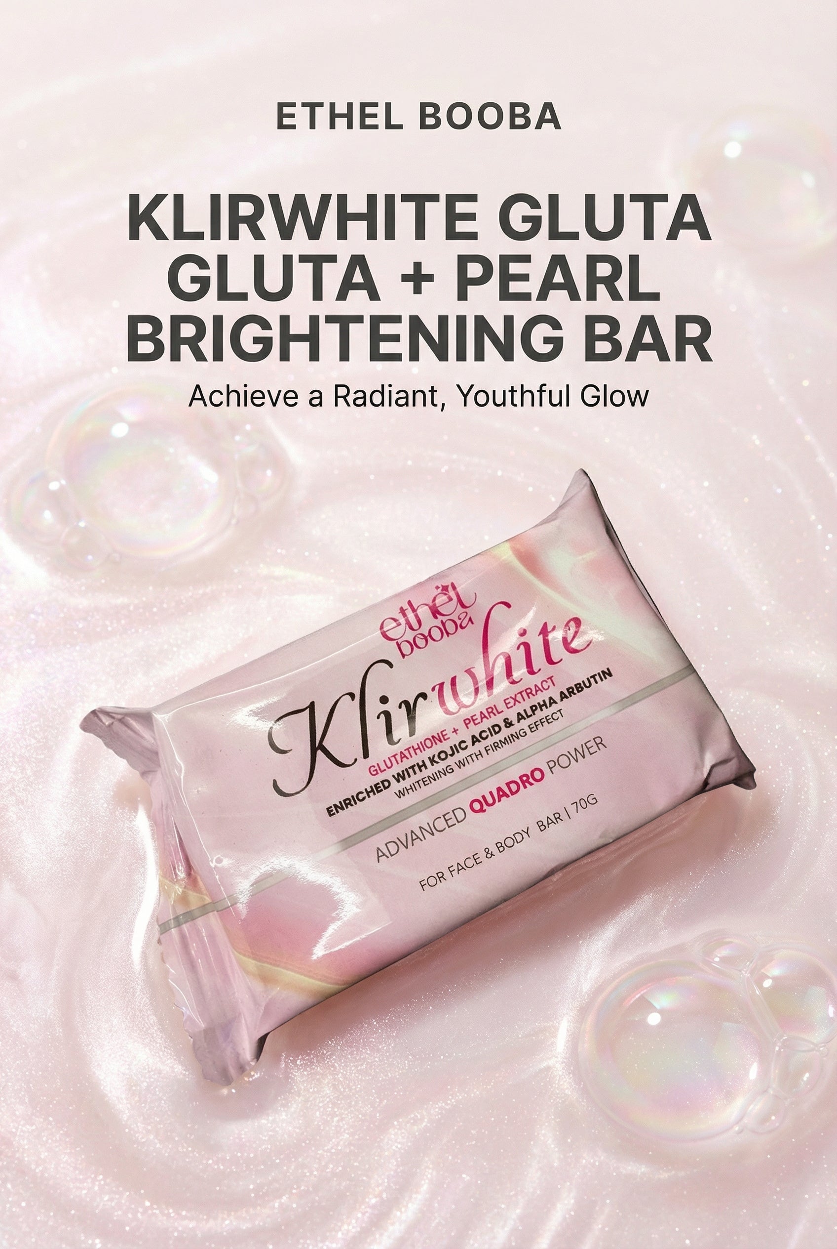 Ethel Booba KlirWhite Gluta + Perlenextrakt Gesichts- und Körperseife, 70 g