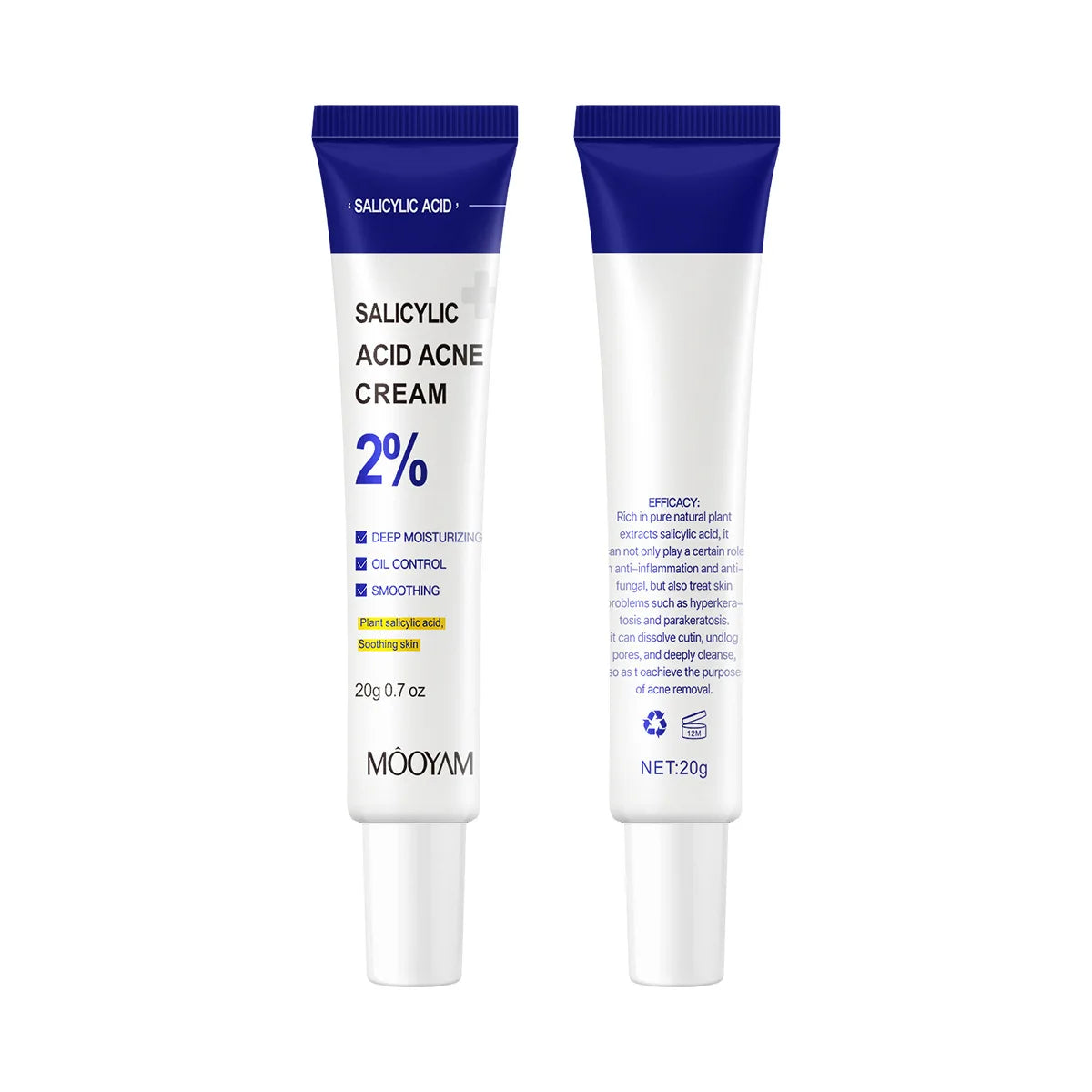Two tubes of Salicylic Acid Acne Cream on a white background