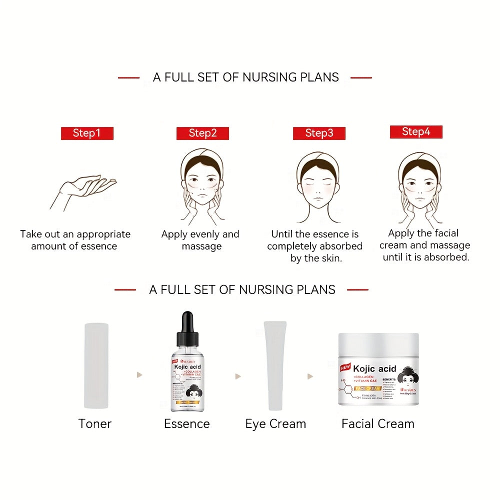 Quercetin & Kojic Acid Facial Skincare Set - Brightening Cream & Serum Duo