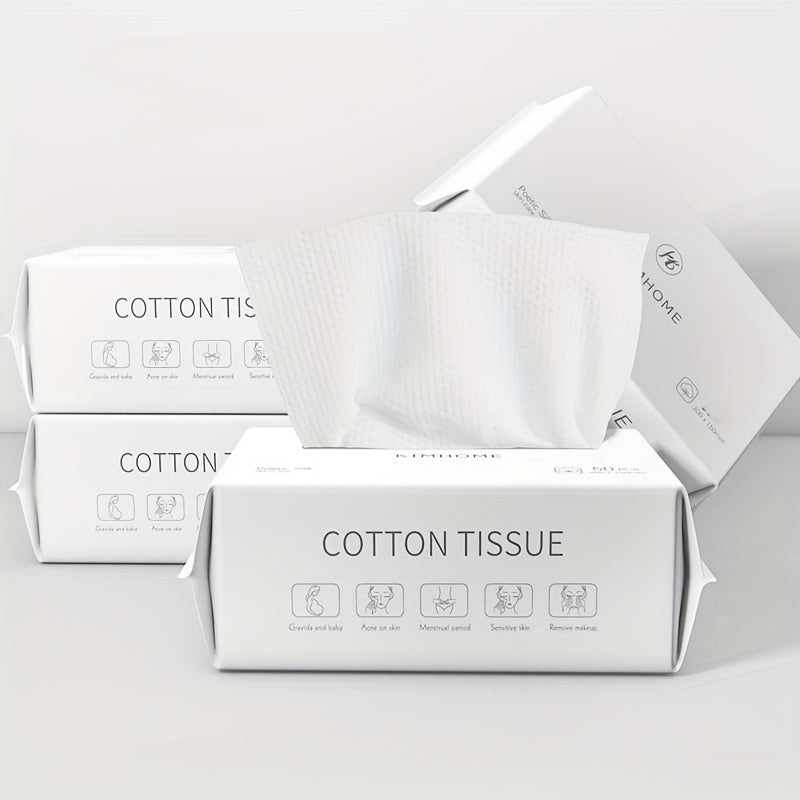 Cotton tissue packaging on a light gray background