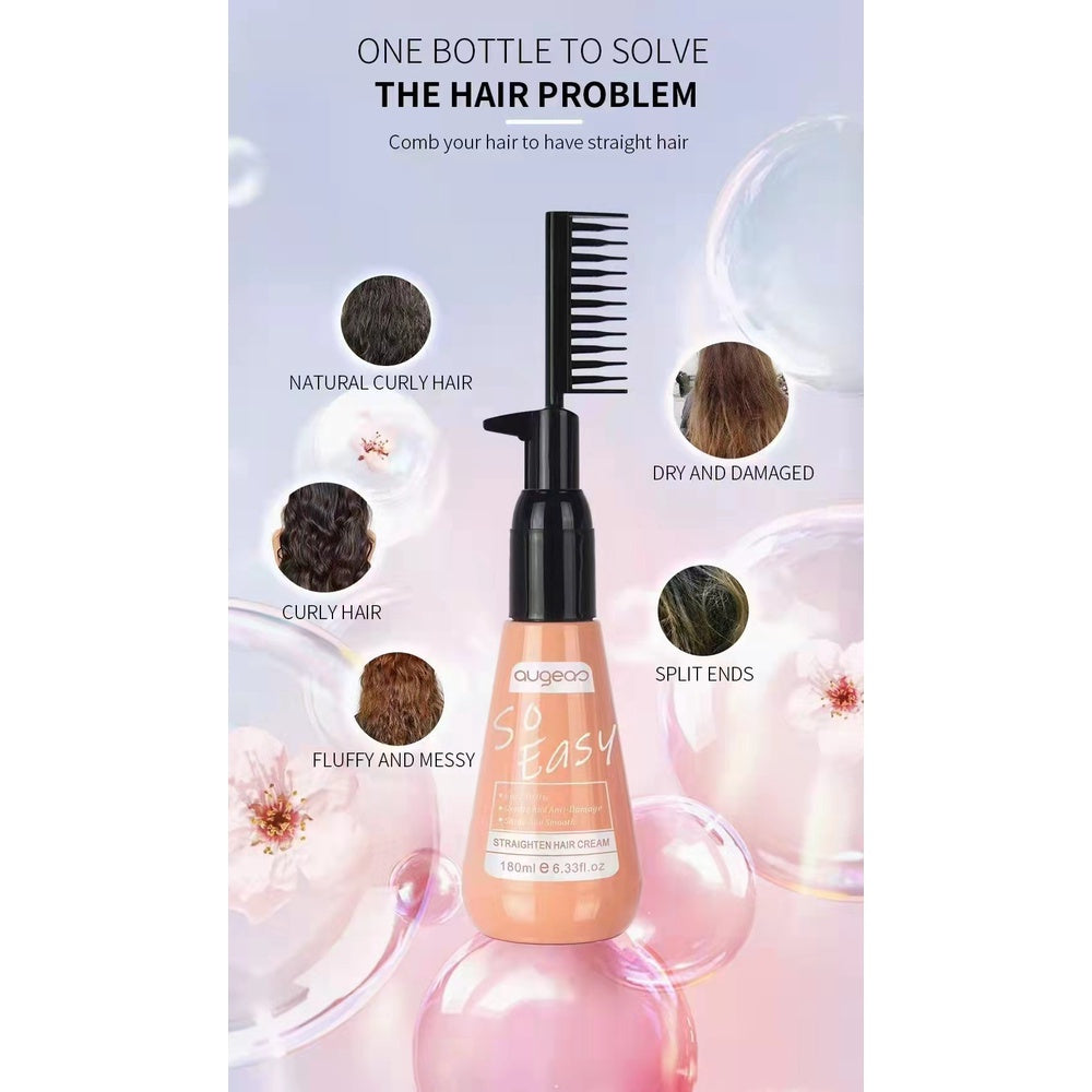 AUGEAS STRAIGHTEN HAIR CREAM SO EASY HAIR CREAM TO USE GENTLE AND AITI-DAMAGE SHINY AND SMOOTH 180ML-Debsline.co