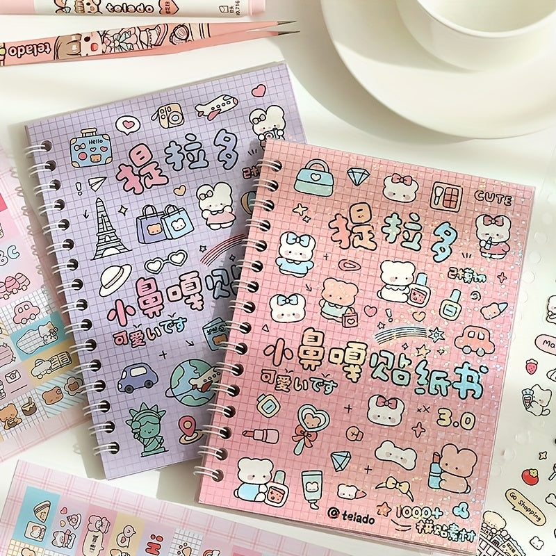 Two spiral-bound notebooks with cute illustrations on a white surface.