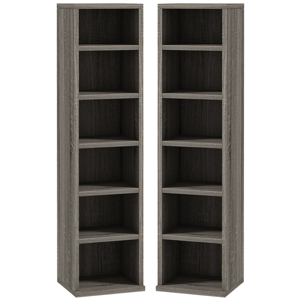 CD Media Display Shelf Unit Tower Rack with Adjustable Shelves, Set of 2