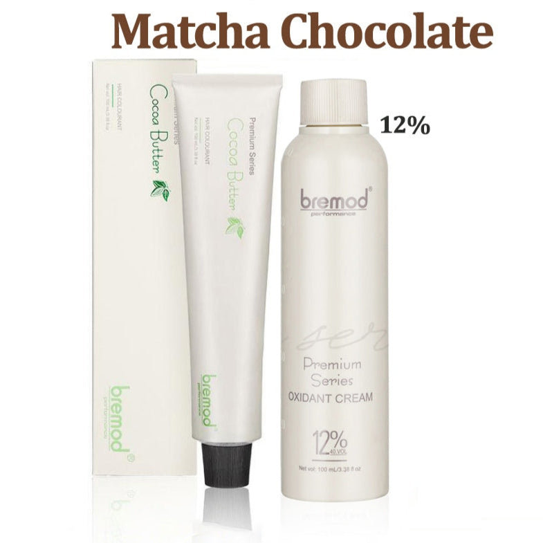 Bremod Milk Tea Ash Premium Series Cocoa Butter Hair Colourant 100ml & 12% Oxidant Cream Complete Salon-Quality Kit Hair Dye