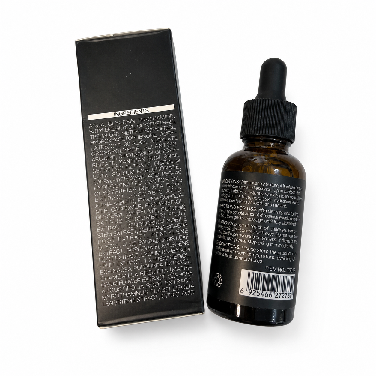 TeaShell serum bottle and ingredients box back view