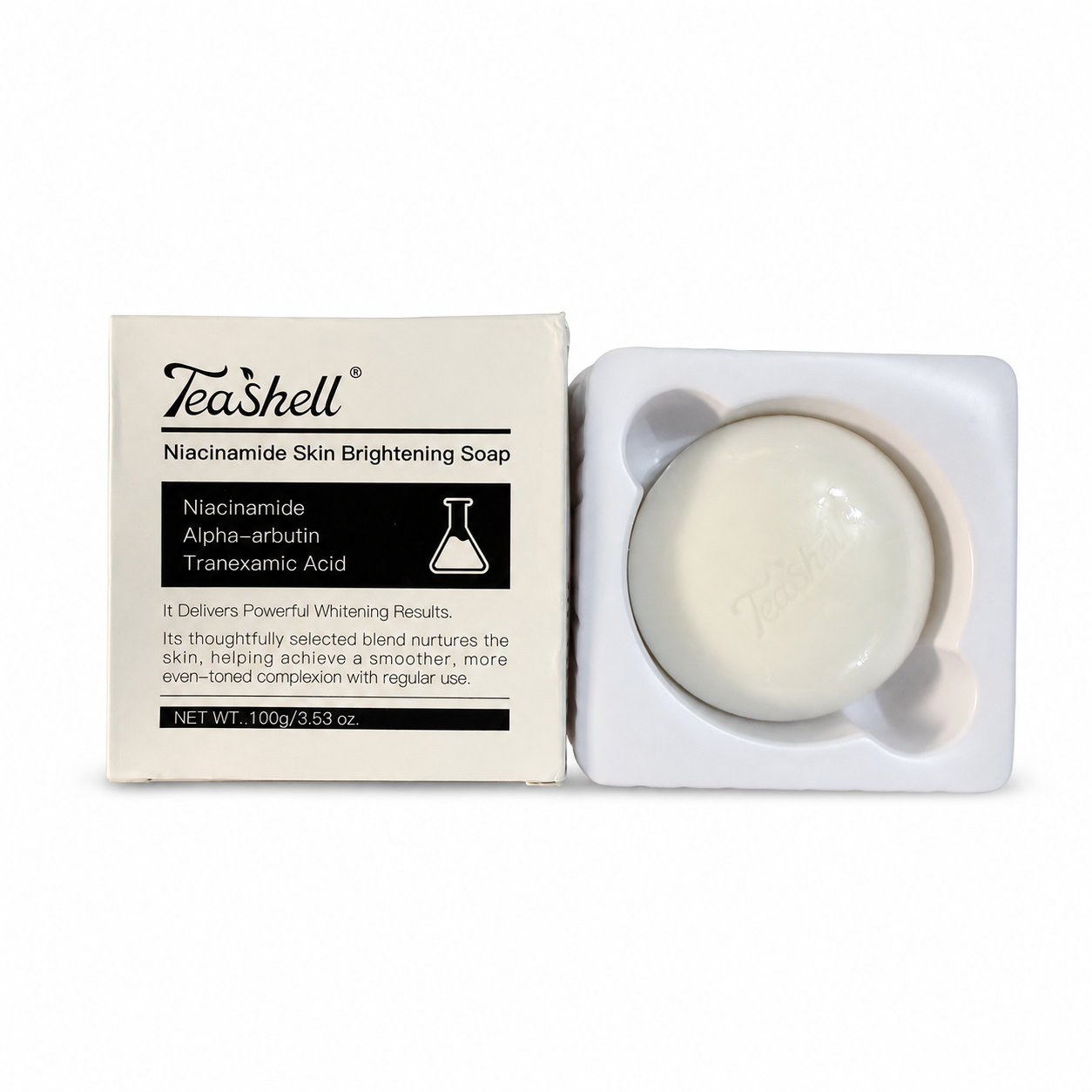 TeaShell Niacinamide Radiance Cleansing Bar 100g with box